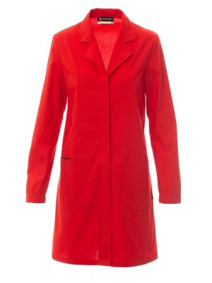 Damen Laborkittel mit Reverskragen, Brusttasche und verdeckter Knopfleiste