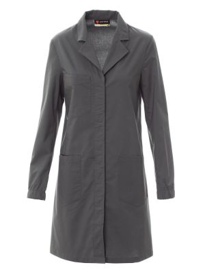 Damen Laborkittel mit Reverskragen, Brusttasche und verdeckter Knopfleiste