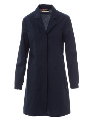 Damen Laborkittel mit Reverskragen, Brusttasche und verdeckter Knopfleiste