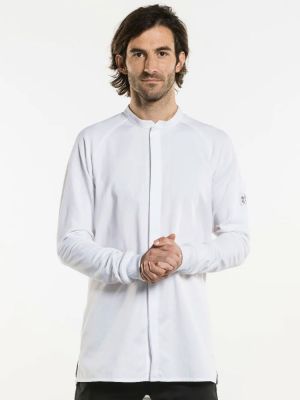 Weiße Kochjacke für Herren in Slim Fit – mit elastischem Rücken und Raglanärmeln, ideal für Küche & Gastronomie