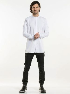 Weiße Kochjacke für Herren in Slim Fit – mit elastischem Rücken und Raglanärmeln, ideal für Küche & Gastronomie