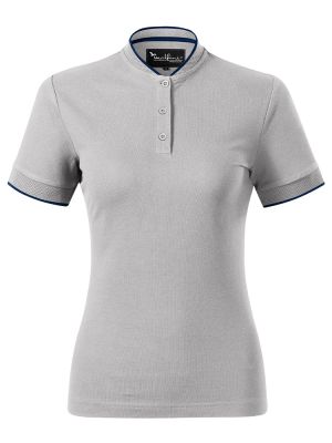 Poloshirt Stehkragen Damen in Hellgrau, tailliert, 8 Farben, Größen XS bis 2XL