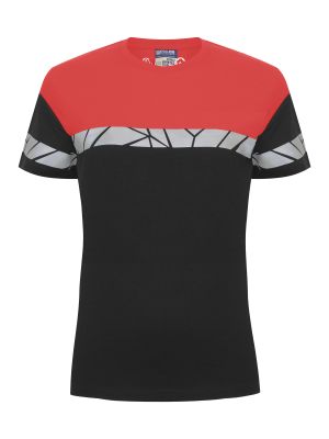 Rotes Warnschutz T-Shirt Damen mit reflektierenden Einsätzen und sportlichem Schnitt