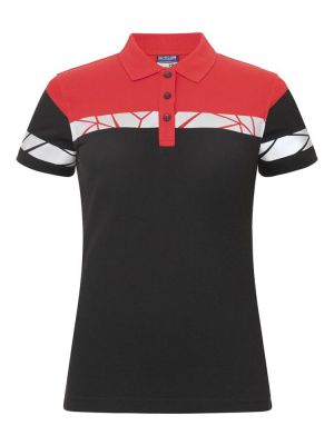 Warnschutz Poloshirt Damen in rot mit reflektierenden Details und sportlichem Schnitt