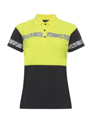 Gelbes Damen-Poloshirt mit reflektierenden Details und klassischem Kragen