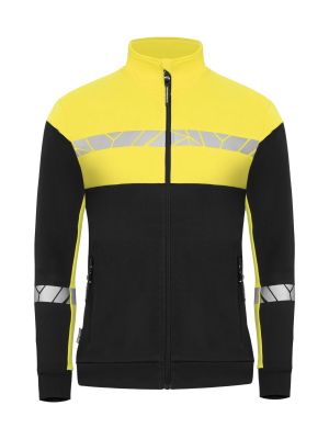 Gelbe Warnschutzjacke Damen mit Reflektoren und figurbetontem Schnitt für hohe Sichtbarkeit