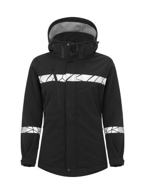 Schwarze Warnschutz Winterjacke Damen mit Reflektoren, sportlicher Passform und Wetterschutz