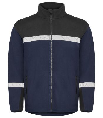 Warnschutz Fleecejacke in marine für Winter mit atmungsaktivem Fleece und klassischem Look