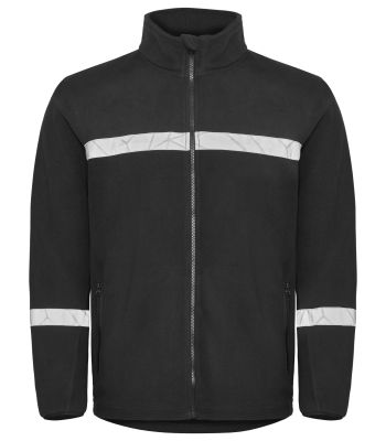 Schwarze Warnschutz Fleecejacke für Herren mit atmungsaktivem Fleece und klassischem Look