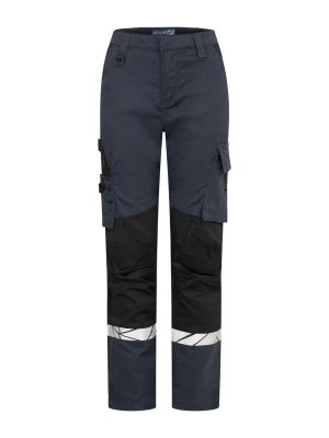 Marineblaue Damen-Arbeitshose mit Reflektoren, funktionalem Schnitt und Cargotasche