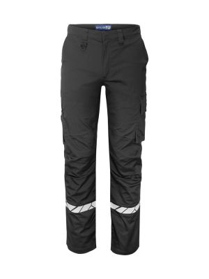 Schwarze Herren-Arbeitshose mit Reflektoren, Cargotasche und klassischem Schnitt