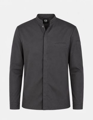 Herren Kochjacke Bishop grau mit verdeckter Knopfleiste und Brusttasche