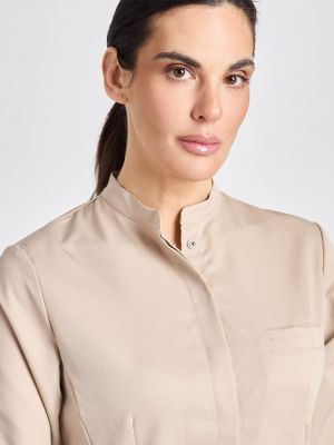 Damen Kochjacke Hailey in Beige mit verdeckter Knopfleiste