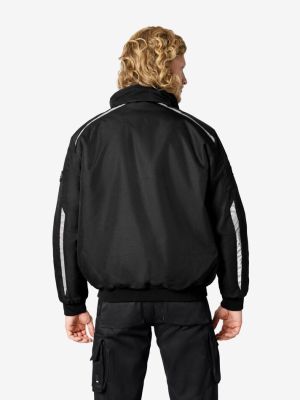 Schwarze FHB Arbeitsjacke mit Fleecekragen, Webpelz-Innenfutter und praktischen Taschen für Handwerk