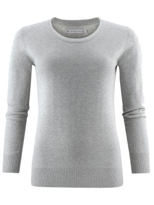 James Harvest Damen Strickpullover mit U-Ausschnitt Grau Meliert