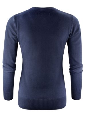 James Harvest Damen Strickpullover mit U-Ausschnitt Marine
