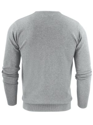James Harvest Herren Strickpullover mit V-Ausschnitt Grau Meliert