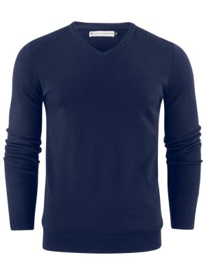 James Harvest Herren Strickpullover mit V-Ausschnitt Marine