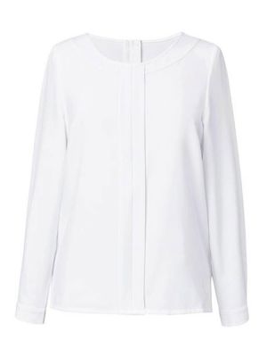 Elegante Langarm Damenbluse Weiß