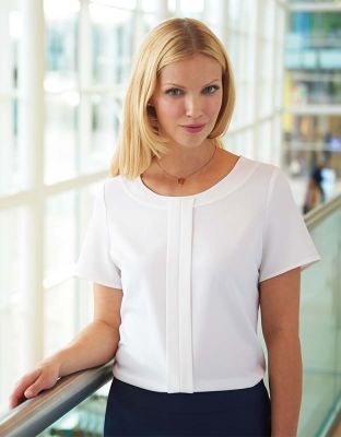 Elegante Kurzarm Damenbluse Weiß