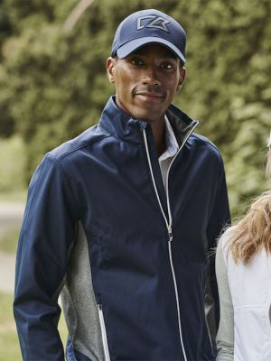 Softshelljacke Herren bedrucken, Softshelljacke Dunkelblau, wind- und wasserabweisend, mit Stehkragen und Reißverschlusstaschen