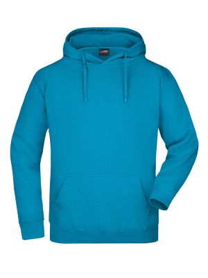 Hoodie Türkis Herren mit Kapuze, Kängurutasche und sportlichem Schnitt