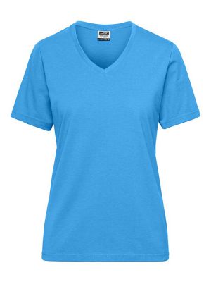 V-Shirt Damen Hellblau