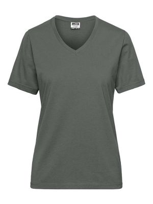 Dunkelgraues V-Shirt Damen