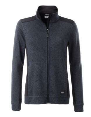 Fleecejacke Grau Damen – warme, taillierte Damenjacke mit Strickoptik und Softshell-Einsätzen