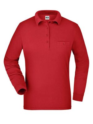 Ladies Workwear Polo Shirt Pocket Longsleeve Essential