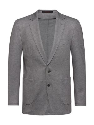 Herren Jersey Sakko Grau Meliert – Regular Fit, elegantes Sakko aus elastischem Jersey-Gewebe, Zwei-Knopf-Verschluss, aufgesetzte Taschen und Seitenschlitze, ideal für Business, Büro, Verkauf und Gastronomie.