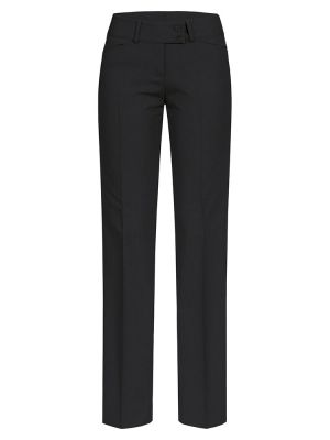 Damen Hose Premium Regular Fit in Schwarz, mit geradem Beinverlauf und Bundfalte