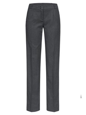 Damen Business Hose in Grau mit geradem Bein und Taschen, kombinierbar zum Hosenanzug