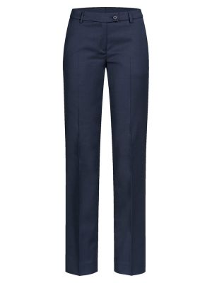 Damen Hose mit normaler Leibhöhe in Dunkelblau – gerade geschnittene Businesshose aus funktionellem Stretchgewebe