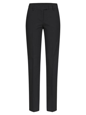 Schwarze Business Hose für Damen mit geradem Schnitt, mittlerer Leibhöhe und Hakenverschluss – elegante Stoffhose für das Büro