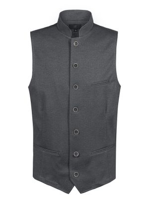 Trachtenweste Herren Grau im Landhausstil mit Stehkragen und 7-Knopf-Verschluss, ideal für Gastronomie und Hotellerie
