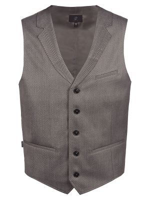 Weste Fischgrät Herren Braun-Schwarz mit Reverskragen und 5-Knopfleiste