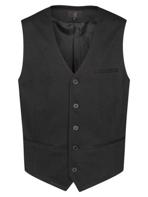 Herren Jersey Weste Dunkelgrau Meliert – Regular Fit, 5-Knopf-Leiste, Leistentaschen, weicher Jersey-Stoff mit Stretch, Business- und Freizeitweste für Büro, Verkauf, Gastronomie