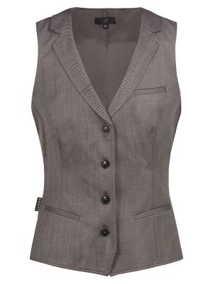 Weste Fischgrät Damen Braun-Schwarz mit Reverskragen und 4-Knopfleiste