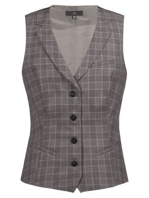 Serviceweste Damen Glencheck Braun-Schwarz mit Reverskragen und 4-Knopfleiste