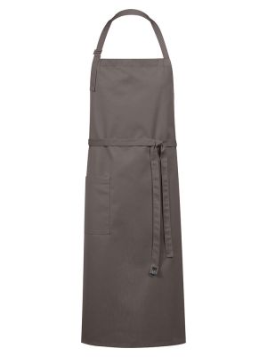Braune Latzschürze mit Tasche, verstellbarem Nackenband und robuster Qualität für Gastronomie, Catering und Verkauf, 77x100 cm