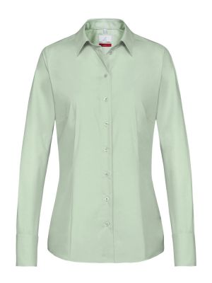 Bluse Mintgrün Langarm mit Kentkragen und breiten Manschetten mit zwei Knöpfen