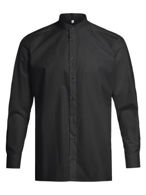 Hemd Stehkragen schwarz für Herren – schwarzes GREIFF Businesshemd