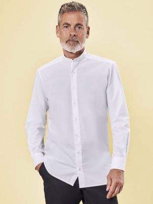 Weißes Hemd mit Stehkragen Herren