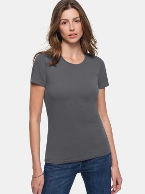Rundhals Damen T-Shirt Dunkelgrau
