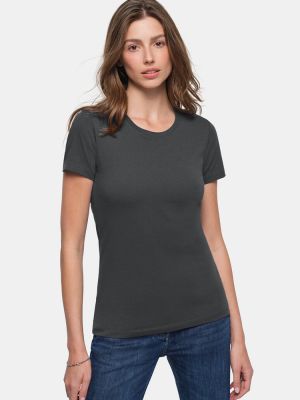 Rundhals Damen T-Shirt Dunkelgrau