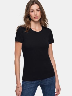 Rundhals Damen T-Shirt Schwarz