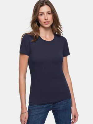 Rundhals Damen T-Shirt Dunkelblau