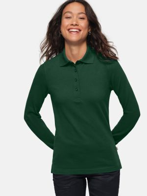 Langarm Poloshirt Damen Dunkelgrün