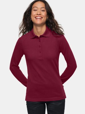 Damen Poloshirt Langarm in Weinrot – pflegeleicht, formstabil und ideal für Beruf & Freizeit